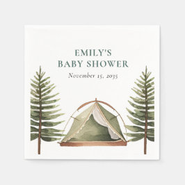 Camping Bos Waterverf Baby shower Servet