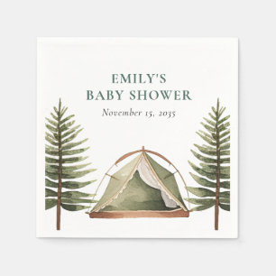 Camping Bos Waterverf Baby shower Servet