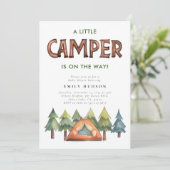 Camping Bos Waterverf Baby shower Uitnodiging (Staand voorkant)