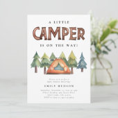 Camping Bos Waterverf Baby shower Uitnodiging (Staand voorkant)