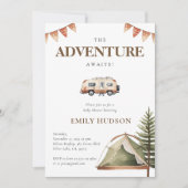 Camping Bos Waterverf Baby shower Uitnodiging (Voorkant)