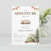 Camping Bos Waterverf Baby shower Uitnodiging (Staand voorkant)