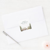 Camping Bos Waterverf Baby shower Vierkante Sticker (Envelop)
