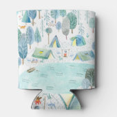 Camping bossen, meer naadloos patroon. blikjeskoeler (Achterkant)