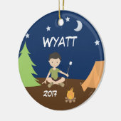 Camping Boy Camper Night Sky Tent Ornament Brown (Links)