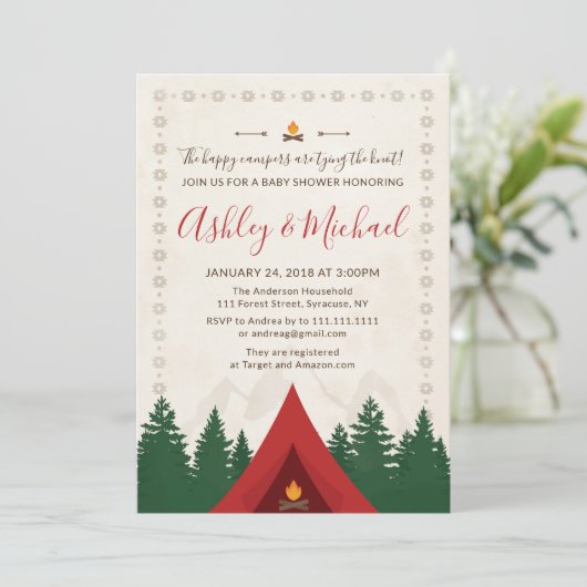 Camping Bridal Shower-uitnodiging Kaart (Staand voorkant)