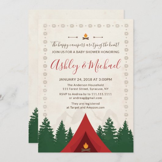 Camping Bridal Shower-uitnodiging Kaart (Voorkant / Achterkant)