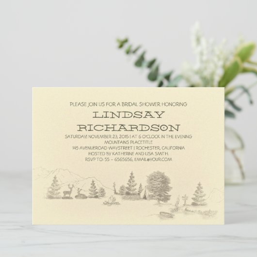 Camping bruids douche uitnodiging (Staand voorkant)