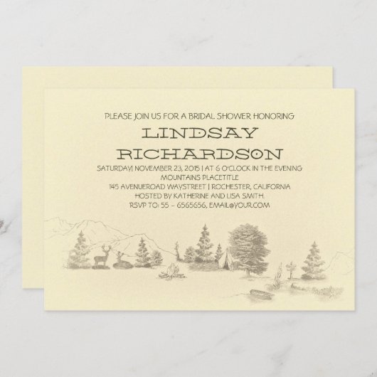 Camping bruids douche uitnodiging (Voorkant / Achterkant)