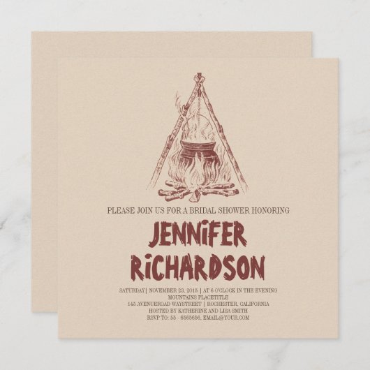 Camping bruids douche uitnodigingen (Voorkant / Achterkant)