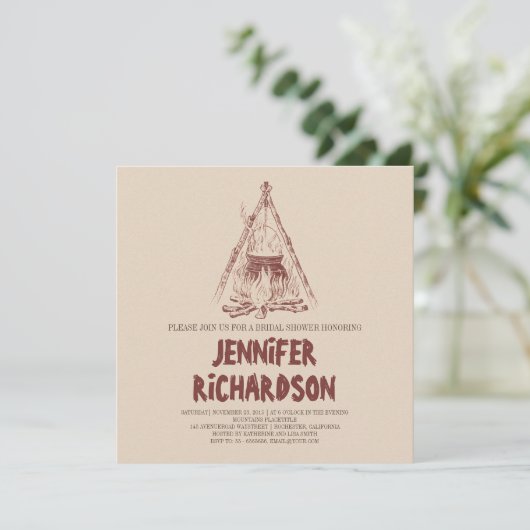 Camping bruids douche uitnodigingen (Staand voorkant)