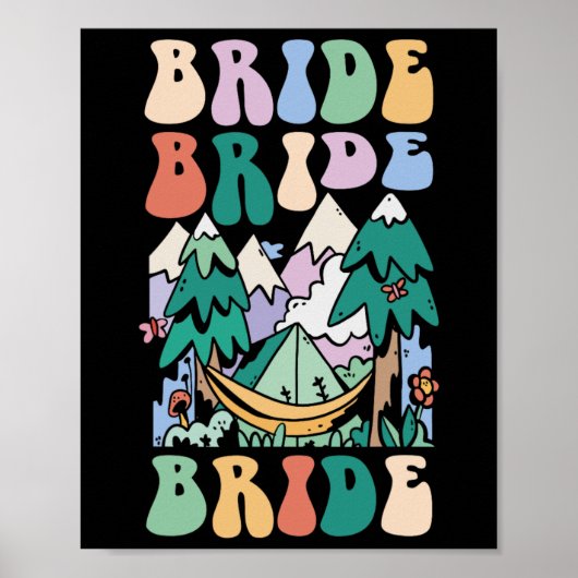 Camping bruidsfeest kampeer bruidsfeest bruid poster (Voorkant)
