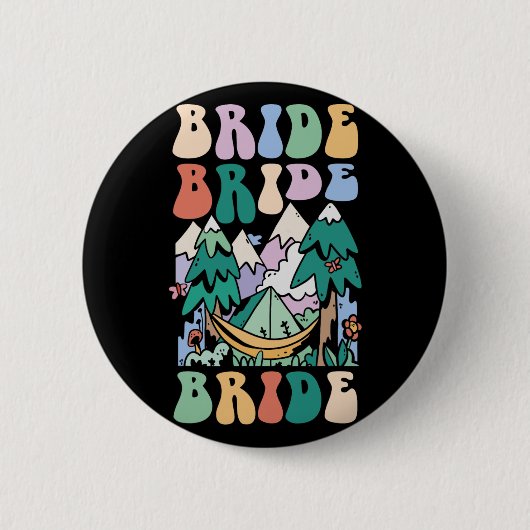 Camping Bruidsfeest Kampeer Bruidsmeisje Kamp Brui Ronde Button 5,7 Cm (Voorkant)