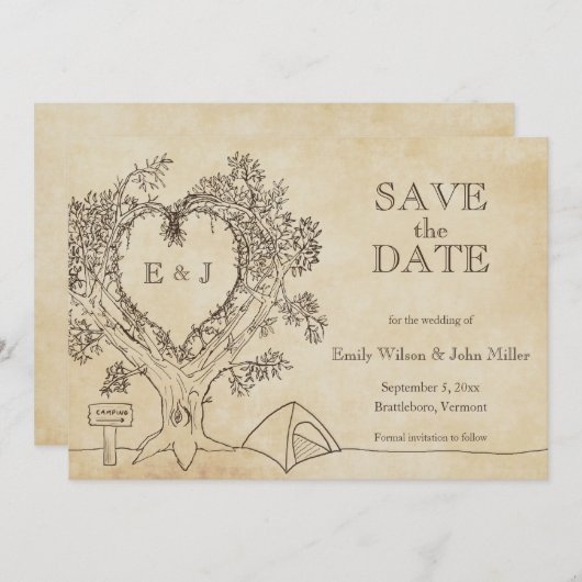 Camping Bruiloft Save the Date Aankondigingen (Voorkant / Achterkant)