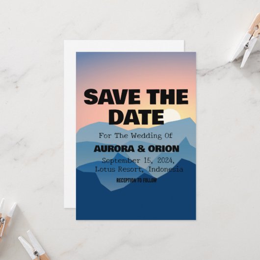 camping bruiloft save the date kaarten (Voorkant / Achterkant in situ)