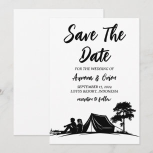 camping bruiloft save the date kaarten