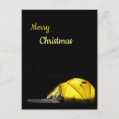 Camping, buiten bewerkbare kerstmis briefkaart (Voorkant)