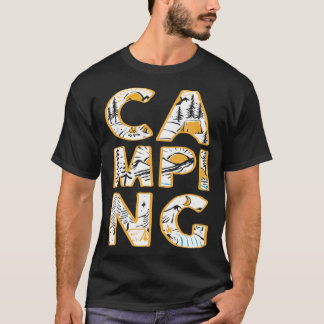 Camping buiten wandelen camper schattig grafisch t-shirt