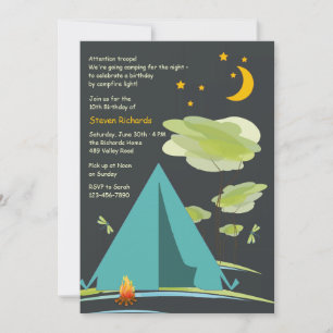 Camping by Night Invitation Kaart