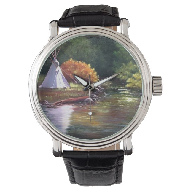 Camping by the River Wrist Watch Horloge (Voorkant)