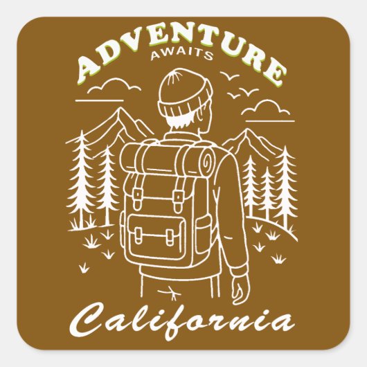 camping - Californië Vierkante Sticker (Voorkant)