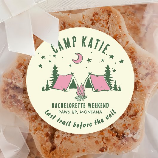 Camping Camp Bachelorette Party Ronde Sticker