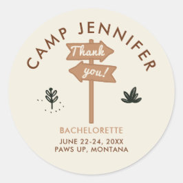 Camping Camp Earthy Bachelorette Party Dank u Ronde Sticker