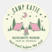 Camping Camp Meisjes uitgaansfeest Ronde Sticker (Voorkant)