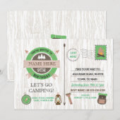 CAMPING Camp Out BIRTHDAY PARTIJ jongens nodigen m Kaart (Voorkant / Achterkant)