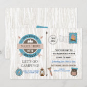 CAMPING Camp Out BIRTHDAY PARTIJ jongens nodigen m Kaart (Voorkant / Achterkant)