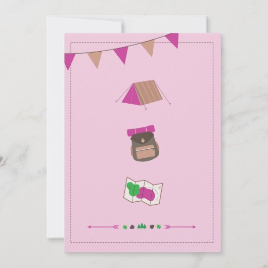 CAMPING Camp Out BUG BIRTHDAY PARTY GIRLS Kaart (Achterkant)