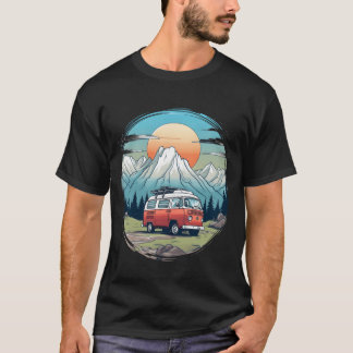 Camping camper bergen natuur zonsopgang cadeau cad t-shirt