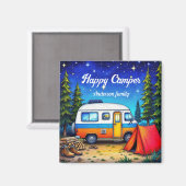 Camping Camper Blauw Groene Natuur Wandelen Magneet (Voorkant / Achterkant)