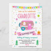 Camping Camper Outdoors Verjaardagsuitnodiging Kaart (Voorkant / Achterkant)