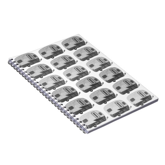  Camping Camper RV Trailer Black White Notitieboek (Rechterzijde)