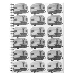  Camping Camper RV Trailer Black White Notitieboek