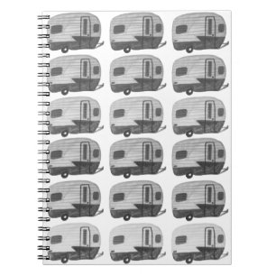  Camping Camper RV Trailer Black White Notitieboek
