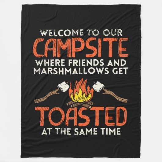 Camping Campfire en Marshmallows Fleece Deken (Voorkant)