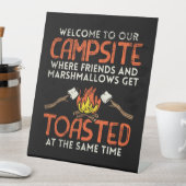 Camping Campfire en Marshmallows Reclamebord Met Voetstuk (Insitu)