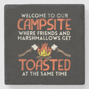 Camping Campfire en Marshmallows Stenen Onderzetter