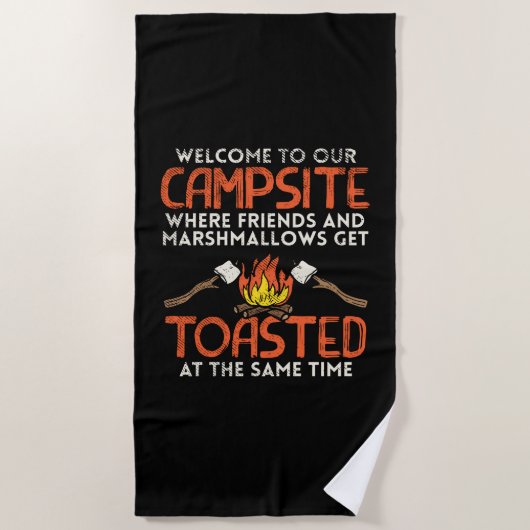 Camping Campfire en Marshmallows Strandlaken (Voorkant)
