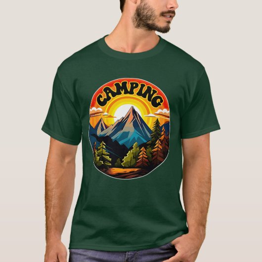 Camping Camping Design Camp Camping Design Vin ret T-shirt (Voorkant)