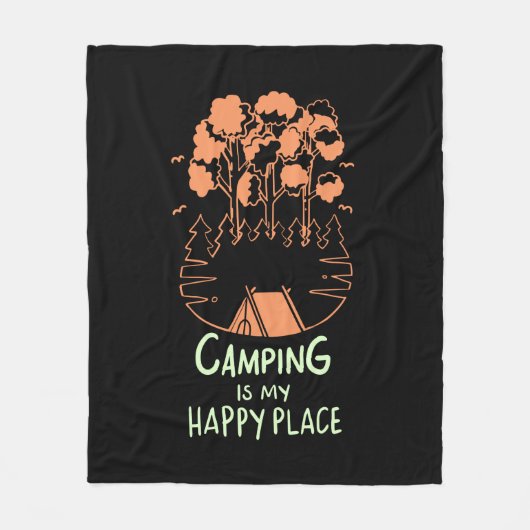 Camping - Camping is mijn gelukkige plaats Fleece Deken (Voorkant)