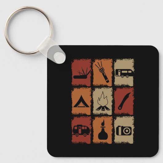 Camping - Camping Spullen Retro Sleutelhanger (Voorkant)