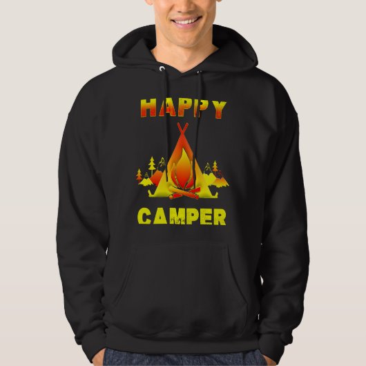 Camping   Camping  with Sayings Happy Camper Hoodie (Voorkant)