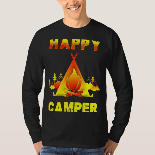 Camping   Camping  with Sayings Happy Camper T-shirt (Voorkant)