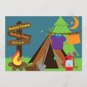 Camping Campout Slaaepover Birthday Invite Kaart