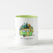 Camping, caravan, bos, gelukkige plaats mok (Midden)