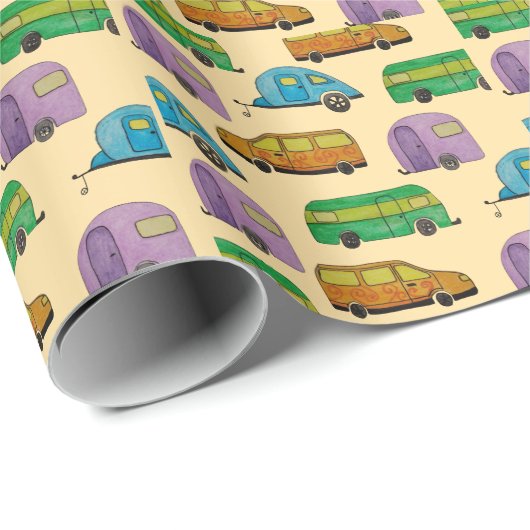 Camping caravans cadeaupapier (Rol Hoek)