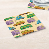 Camping caravans kartonnen onderzetters (Schuin)